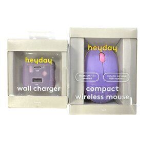 HEYDAY Compact Wireless Bluetooth Mouse & Dual Port Translucent Jelly Wall Charg